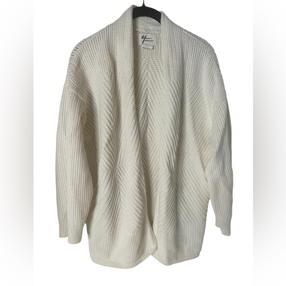 Andrea Jovine Women’s Chunky Textured Dressy Open Cream Cardigan XL